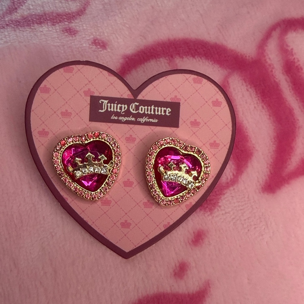 Juicy Couture Gold and Pink Heart Earrings
